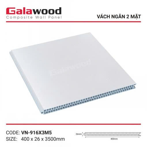 Vách Ngăn Nhựa 2 Mặt Galawood CVN-916X3.5M